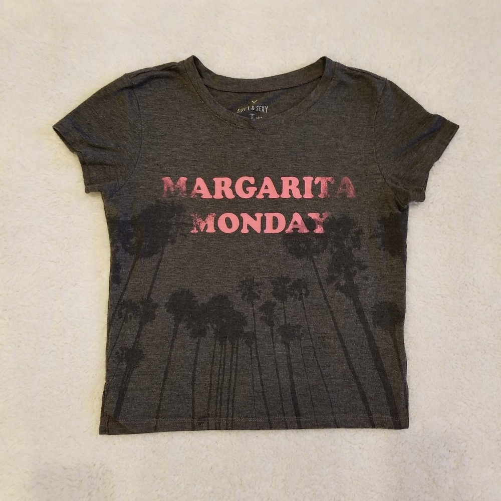 American Eagle Crop Margarita Monday Shirt